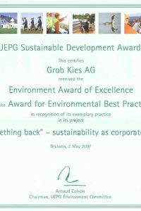 Nachhaltigkeit Award Zertifikat